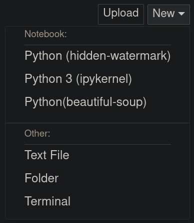 jupyter new menu